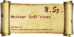 Meitner Szíriusz névjegykártya